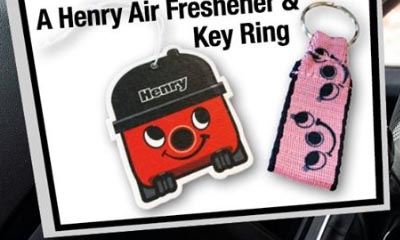 Free Henry the Hoover Air Freshener & Key Ring
