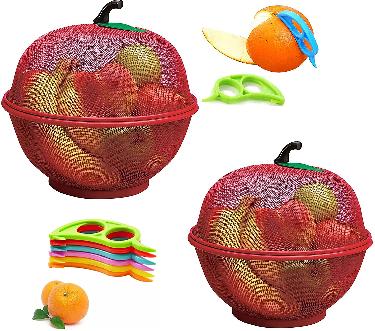 Apple Mesh Fresh Fruits Basket, Keychain Torch & Citrus Peeler