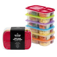 3 Compartment Reusable Food Storage Containers Set of 6