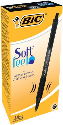 £5 off BIC Soft Feel Clic Grip Ballpoint Pens Black 12 Box