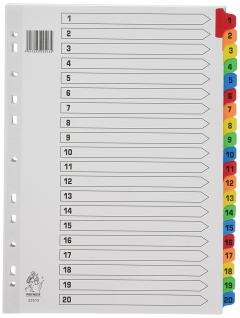 12 off Mylar A4 1-20 Index White Colour Tab