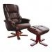 Brown leather recliner chair and stool 60% off now only £199
