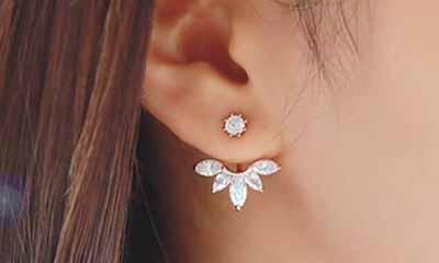 Free Korean Leave Crystal Stud Earrings