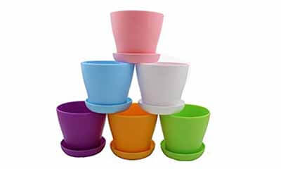 Free Colourful Plastic Plant Pots & Saucers