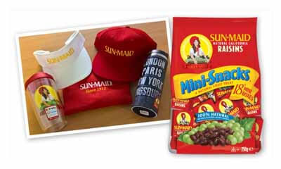 Win Sun-maid Thermos, Caps, Apron & Raisins
