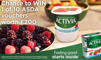 Win 1 of 10 £200 ASDA Vouchers with Activia
