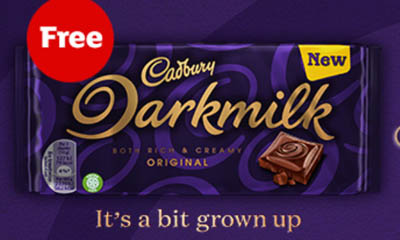 Free Cadbury Dark Milk Chocolate Bar