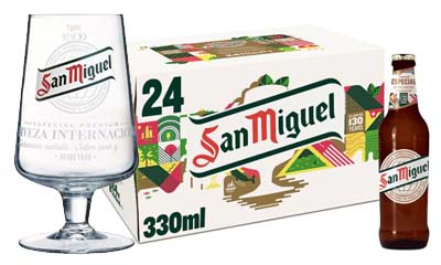 Free San Miguel Cases & Chalice Glasses