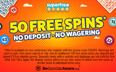 50 Free Bingo Spins with No Deposit and No Wagering