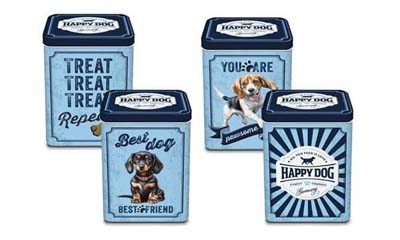 Free Retro Happy Dog Treat Tin