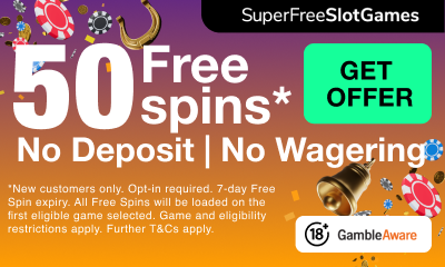 50 Free NO Deposit & NO Wagering Spins