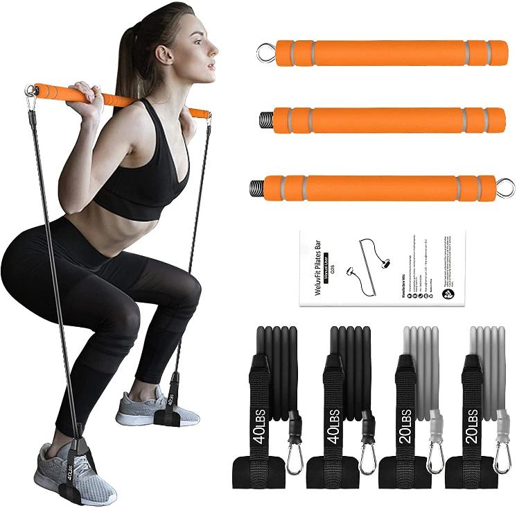 WeluvFit Pilates Bar Kit with Resistance Bands